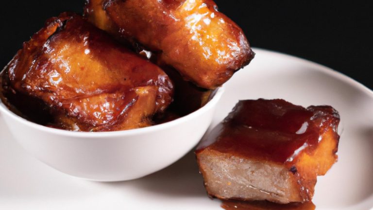 Imagem de um filé suíno grelhado na Airfryer, coberto com uma crosta crocante e dourada de mostarda e mel. O filé é suculento e tenro por dentro, com um sabor doce e picante da mostarda e do mel. Ele está acompanhado por vegetais assados, como brócolis, cenouras e batatas, que são macios e caramelizados.