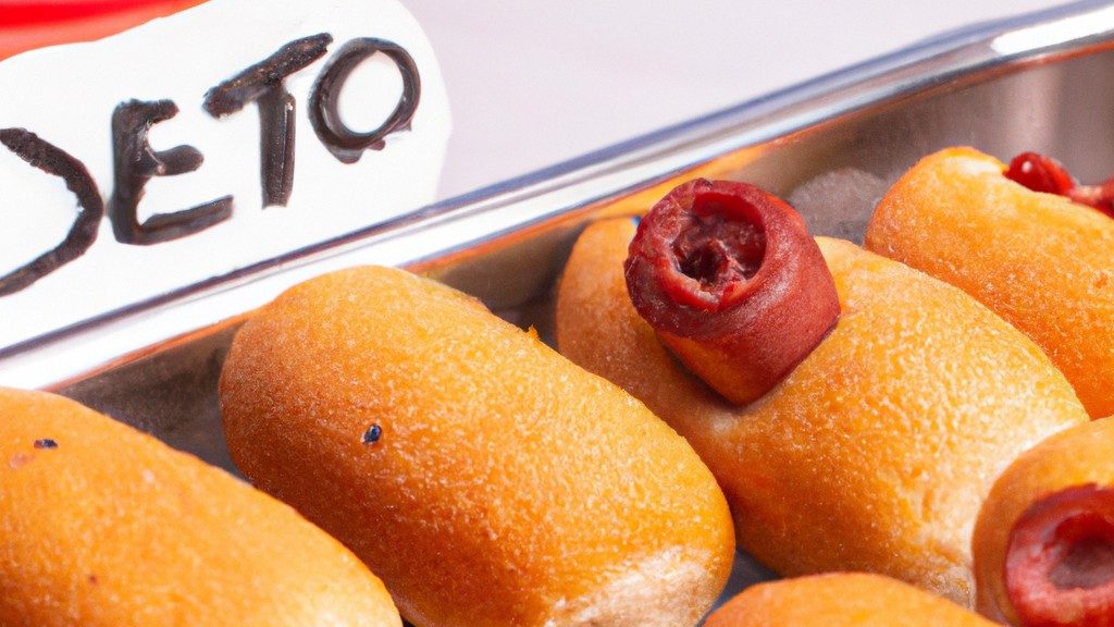 Imagem de um hot dog dourado e crocante frito em uma Airfryer. O hot dog é colocado em um prato com mostarda e ketchup ao lado.
