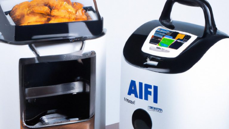 Alt da imagem: Imagem de uma airfryer dupla Mondial Nova Dual Airfryer. O aparelho é preto e prata, com duas gavetas de ar quente independentes. Cada gaveta possui uma capacidade de 3,2 litros e pode ser ajustada para diferentes temperaturas e tempos de cozimento. A airfryer possui uma tela de LED digital que exibe o tempo e a temperatura de cozimento.