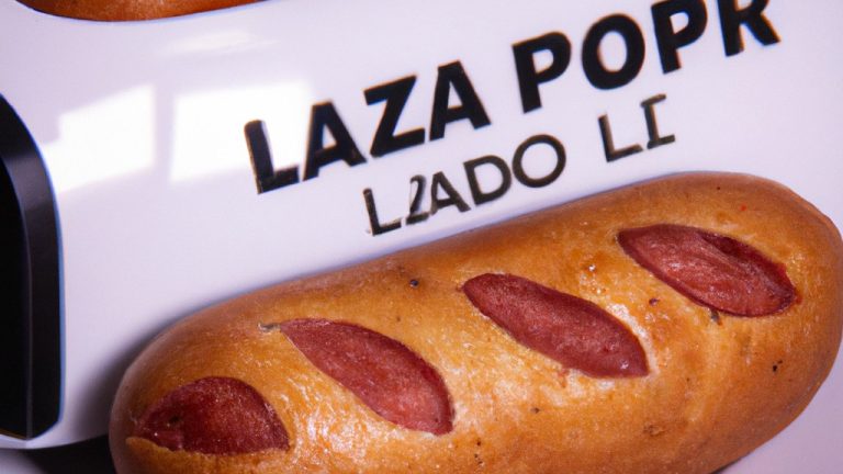 Imagem de um prato com pão recheado com linguiça, cozido em uma Airfryer. O pão é dourado e crocante, e a linguiça é suculenta e saborosa.