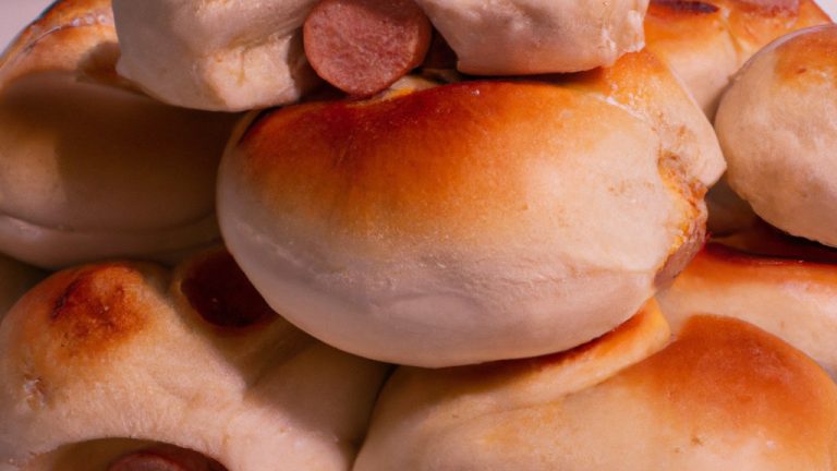Imagem de um pão caseiro recém-assado com linguiça em uma airfryer. O pão é dourado e tem uma crosta crocante, enquanto a linguiça é cozida e suculenta. A airfryer está aberta, mostrando o pão dentro.